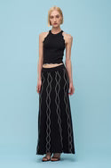 ASTRID Azzura Black Top and Maxi Skirt Set