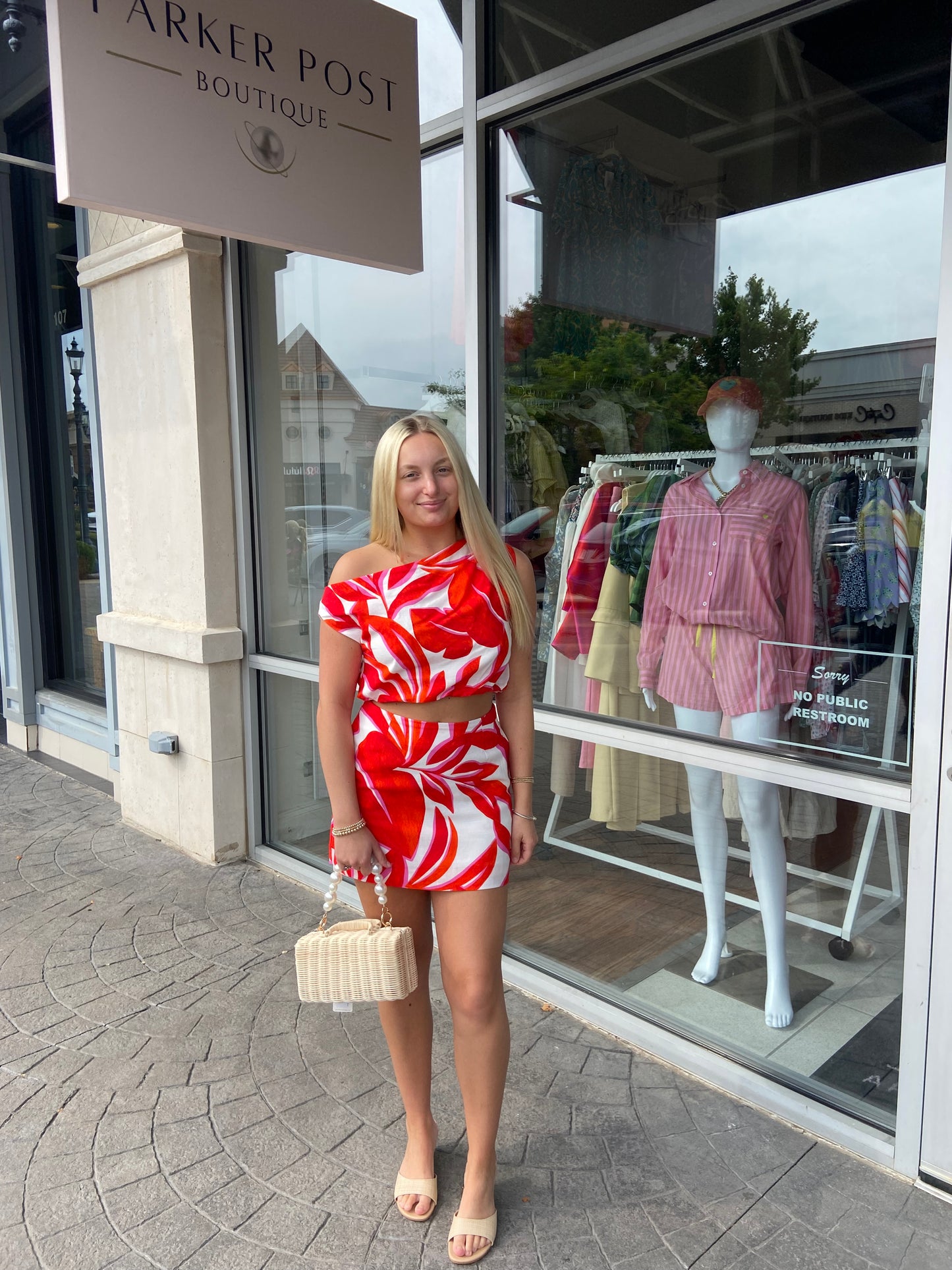 Nori Red/White Floral Mini Skirt Set