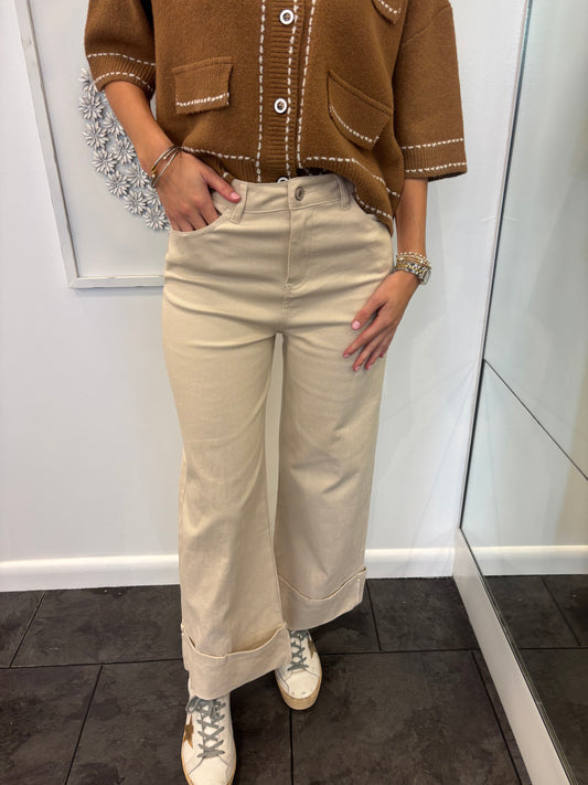 Oatmeal Cuffed Jeans