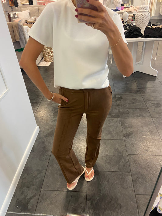 Neve Espresso Suede Flare Pant