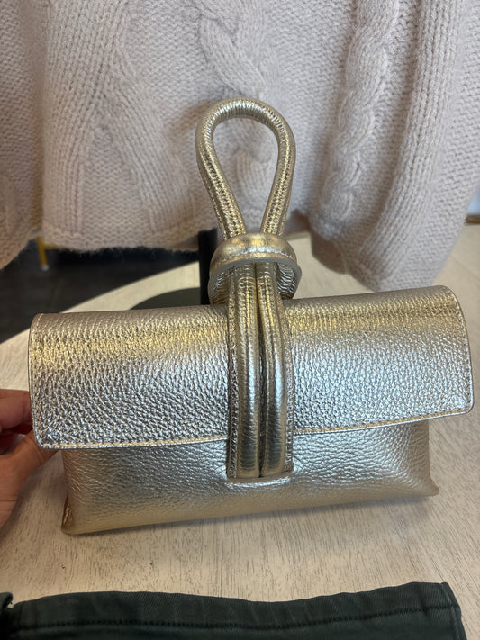 Genuine Italian Leather Wristlet Bag Gold