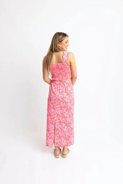 Karlie Pink Tropical Linen Maxi Skirt