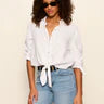 SANCTUARY White More Love Linen Tie Top
