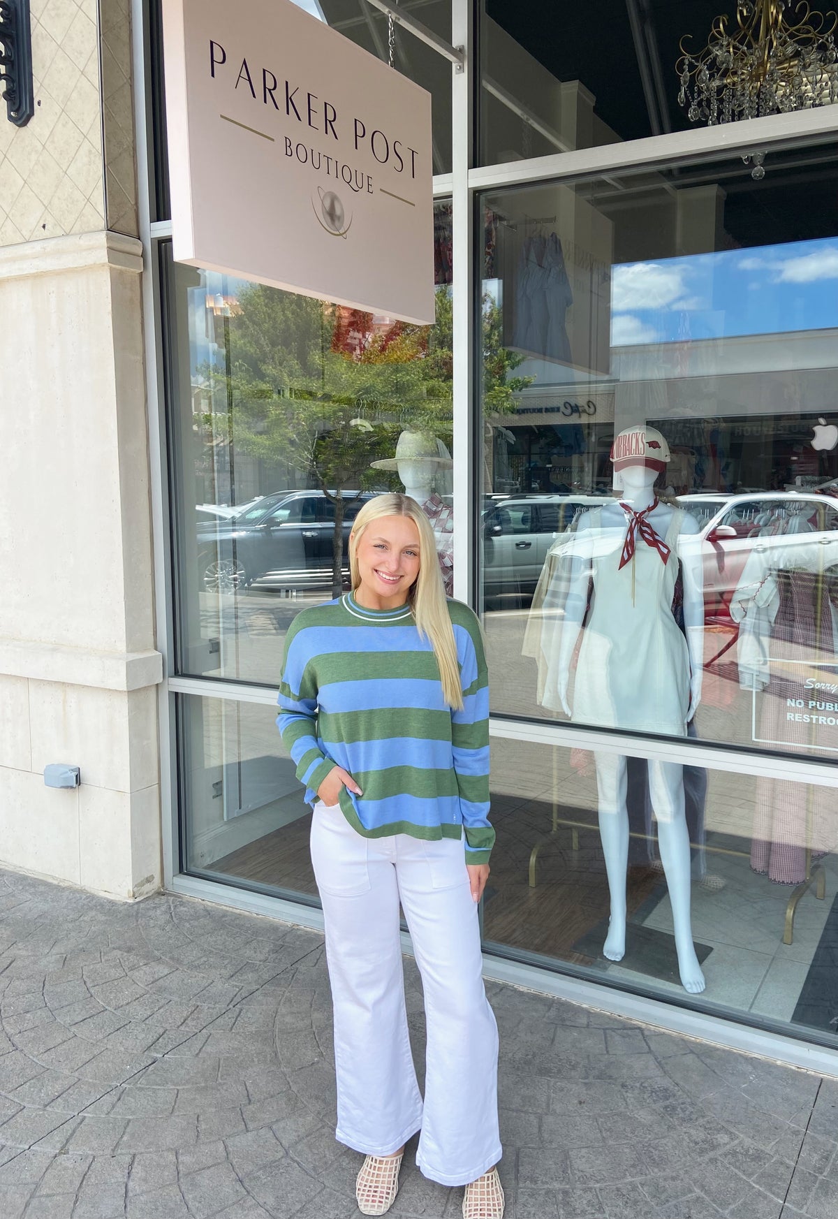 FRNCH Ivana Blue and Green Sweater