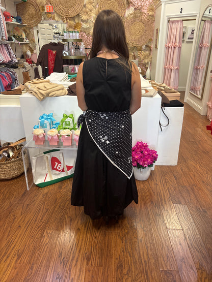 Casey Black Midi Bubble Dress with Scarf