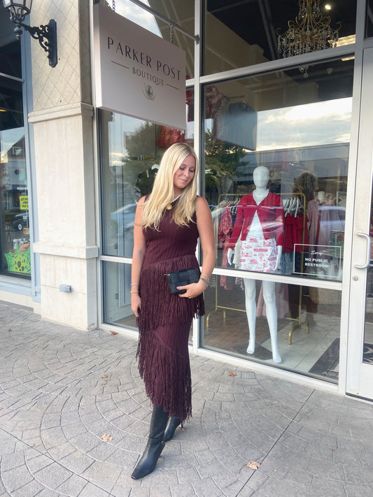 Grace Fringe Rib Midi Dress