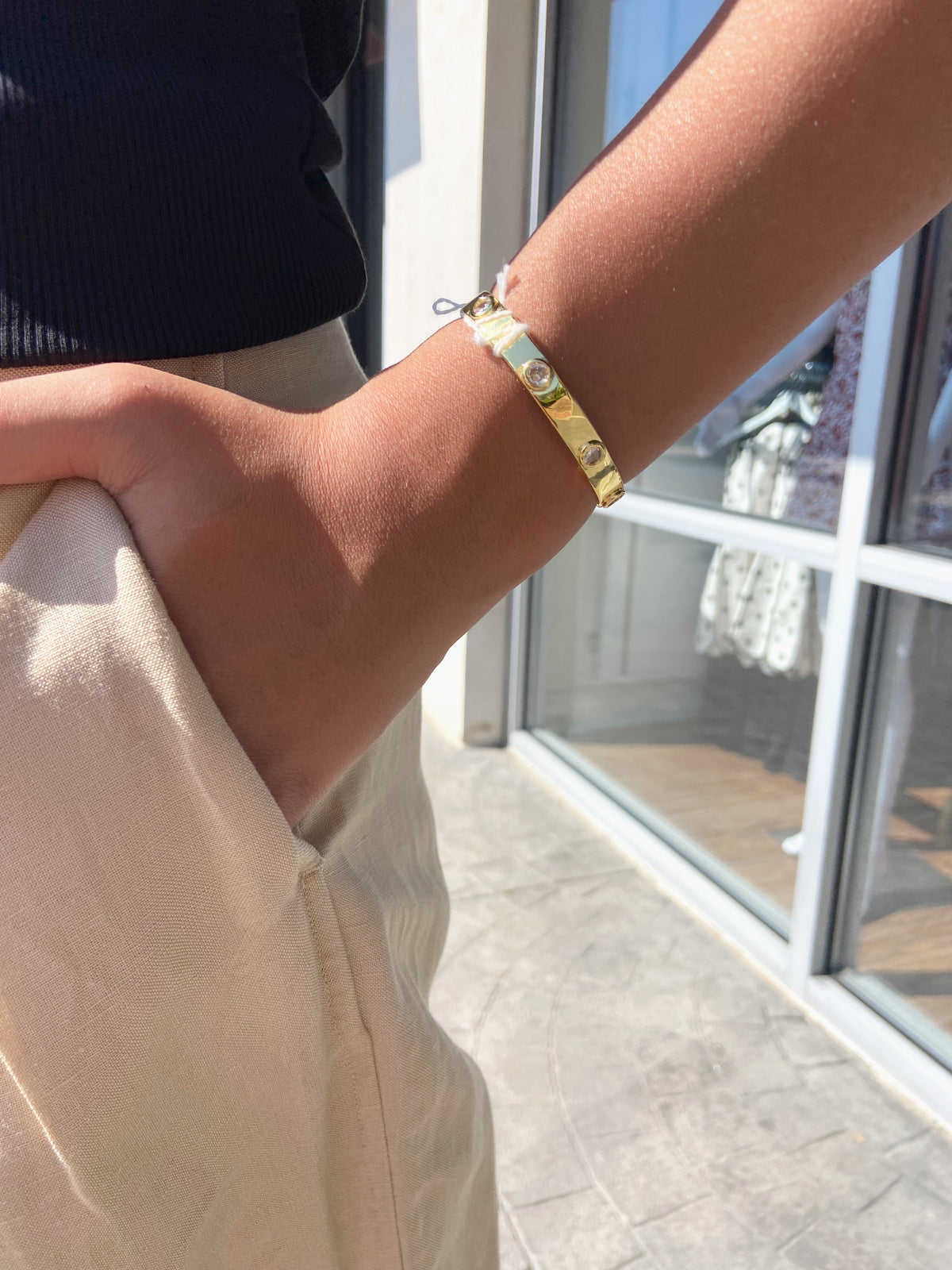 Mason Gold Cuff with Cubic Zirconia