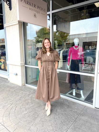 Elizabeth Mocha Midi Dress