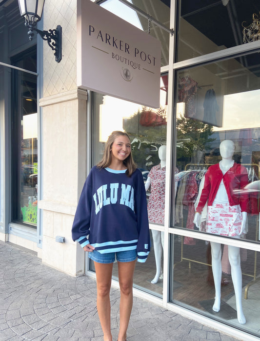 LULU MAC Navy With Light Blue Sweatshirt