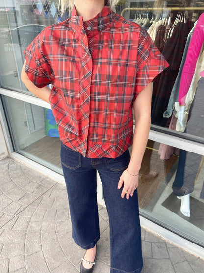 Maggie Red Plaid Top