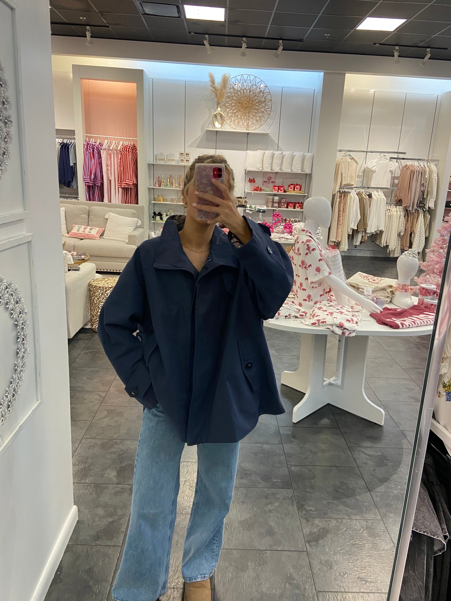 Easy Navy A- line Trench Jacket