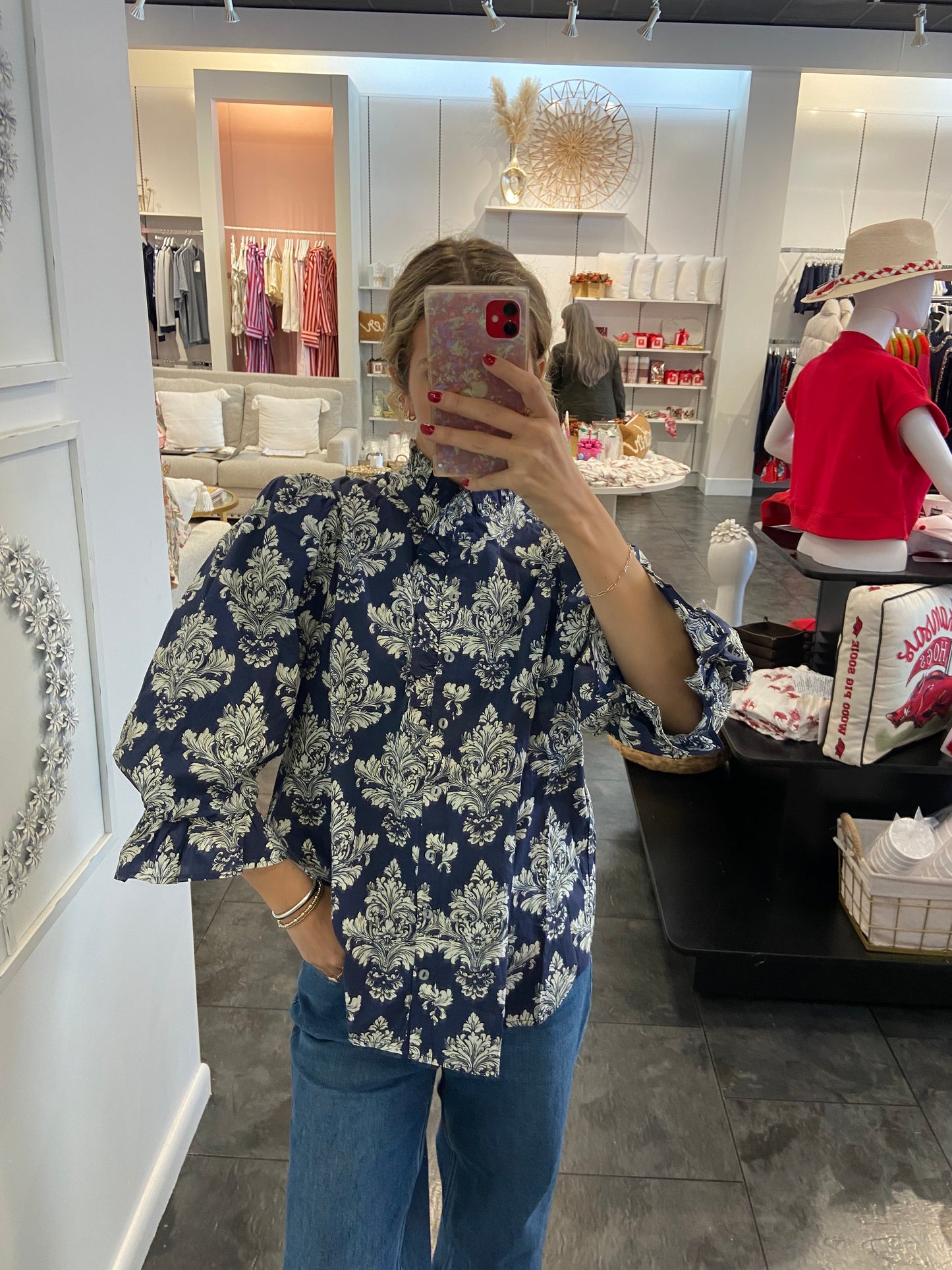Amber Navy Floral Blouse