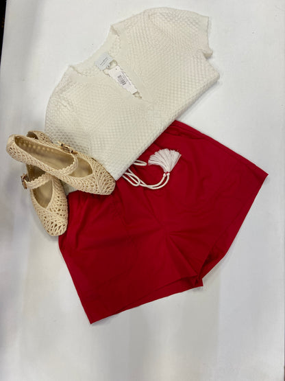 Millie Red/White Contrast Cotton Shorts