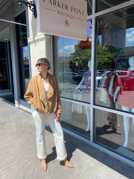 Marissa Camel Faux Suede Swing Jacket