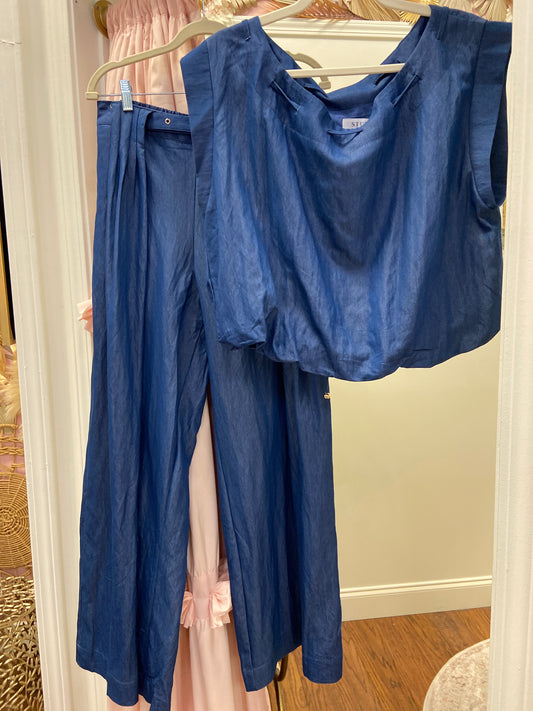 Simmons Denim Sleeveless Top and Pant Set