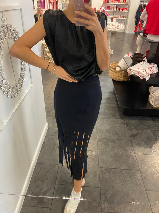 Birdy Black Sweater Fringe Skirt