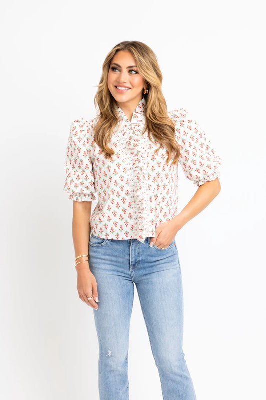 Karlie Floral Ruffle Puff Sleeve Top