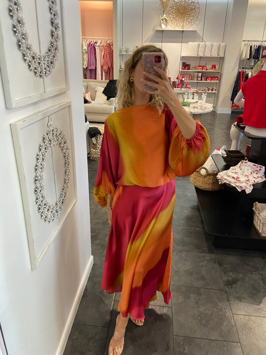 Salsa Satin Ombre Skirt Set