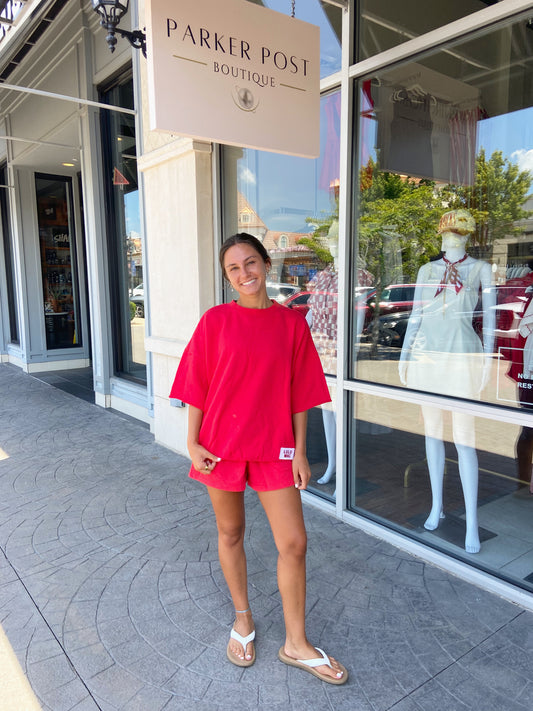 LuLu Mac Red Terry Cloth Short