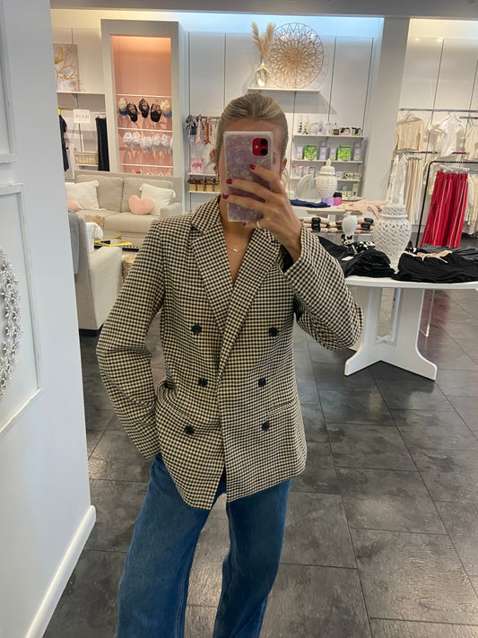 New Yorker Brown Check Double Breasted Blazer
