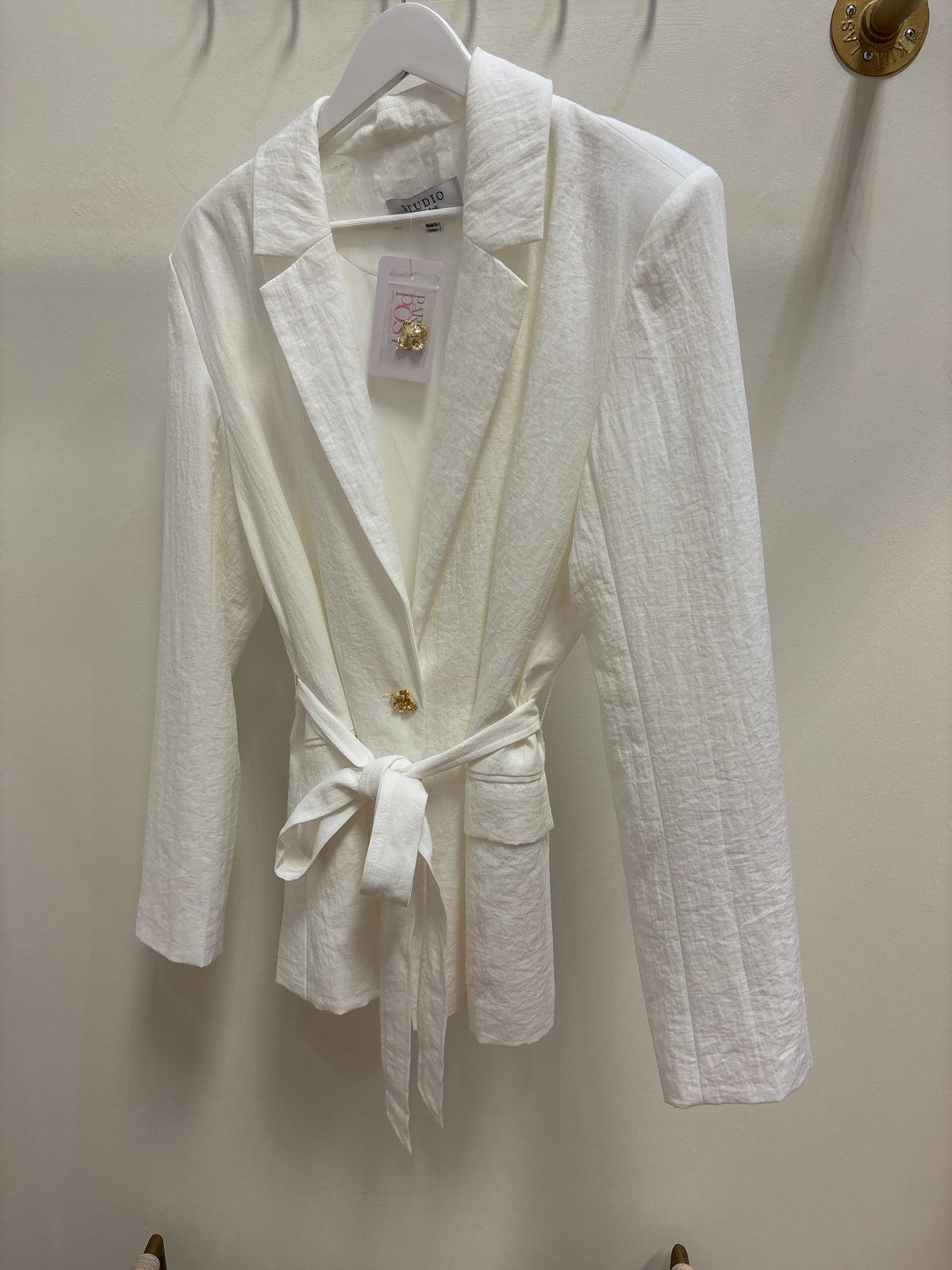 Flower White Silhouette Blazer