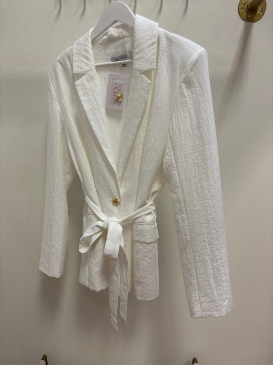 Flower White Silhouette Blazer
