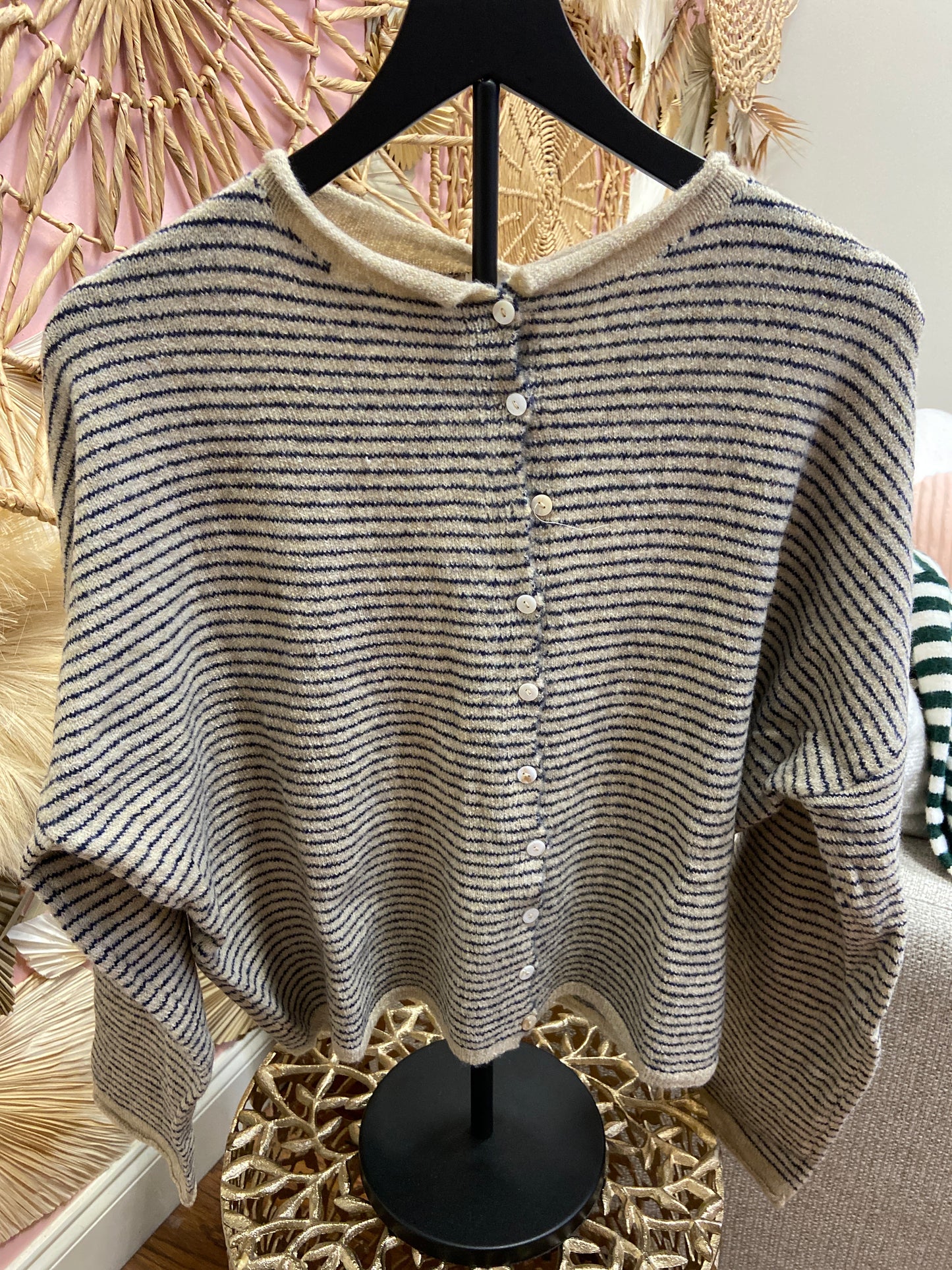 Zoe Natural and Black Striped Sweater