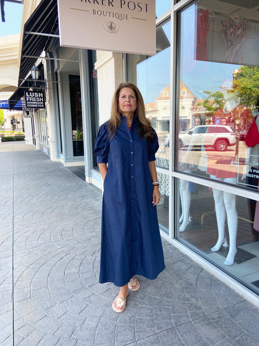 KARLIE Navy Maxi Dress