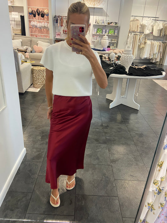 The Ava Burgundy Maxi Skirt