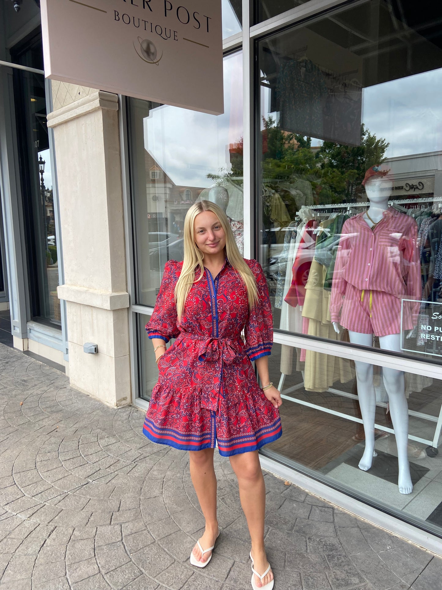 JOY JOY Liberty Paisley Ruffles Hem Shirt Dress