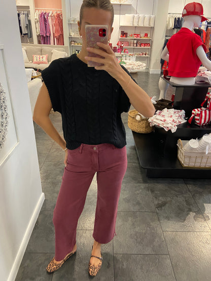 OLIVER LOGAN Addington High Rise Crop Wine