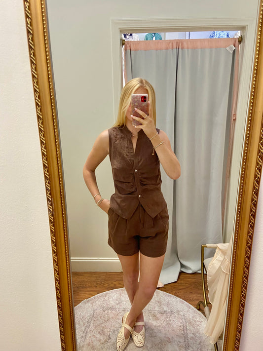 Madison Pleated Linen Short Set