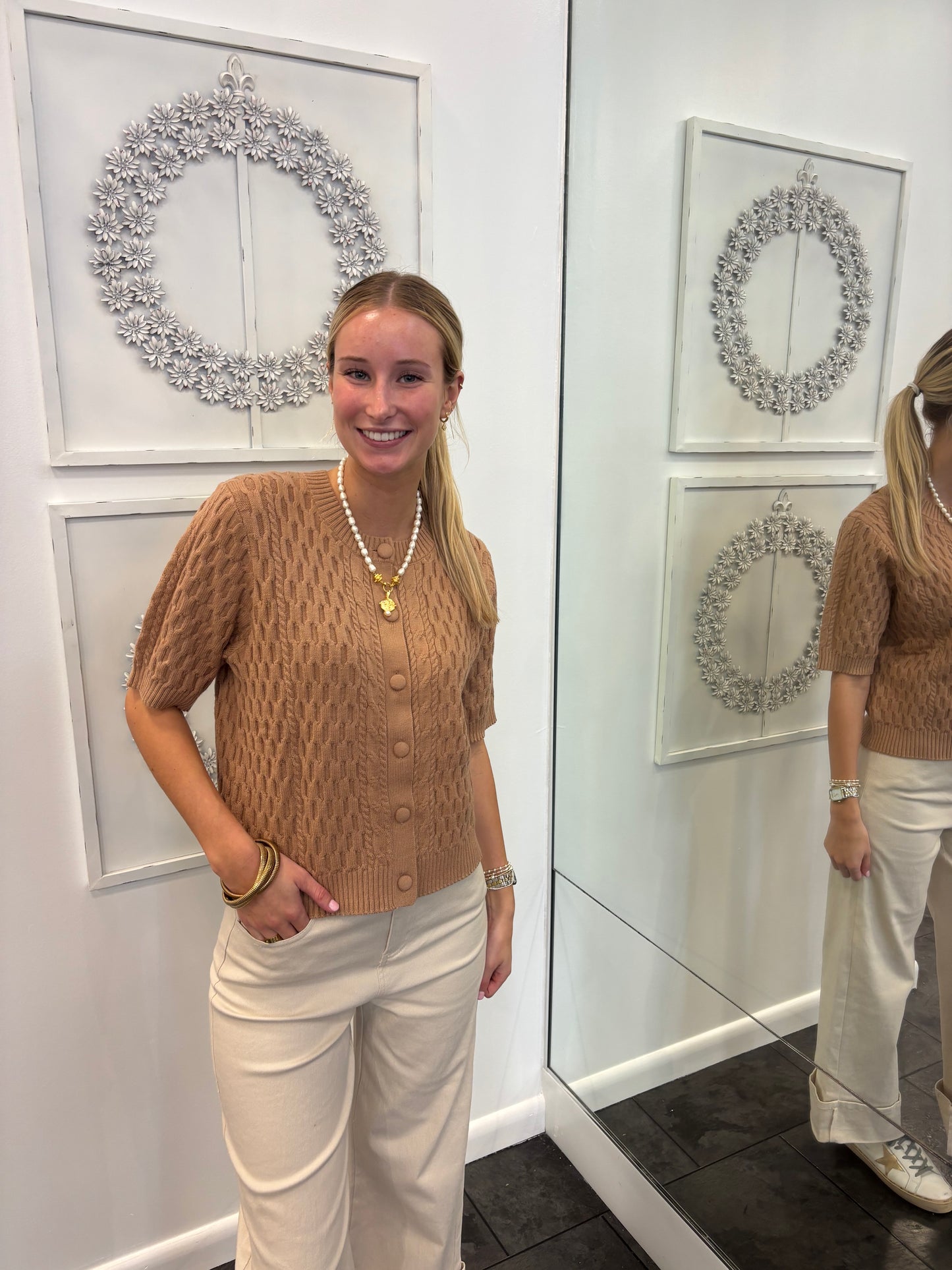 The Jenna Beige Round Neck Sweater