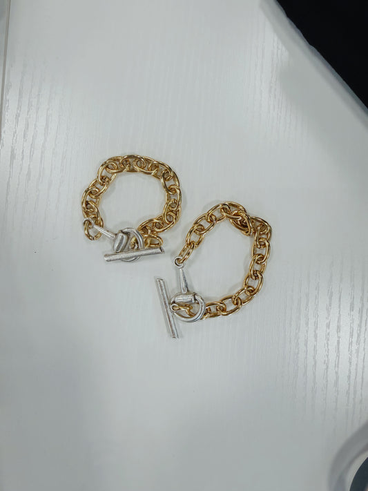 YOCHI Mixed Metal Horse Bit Bracelet