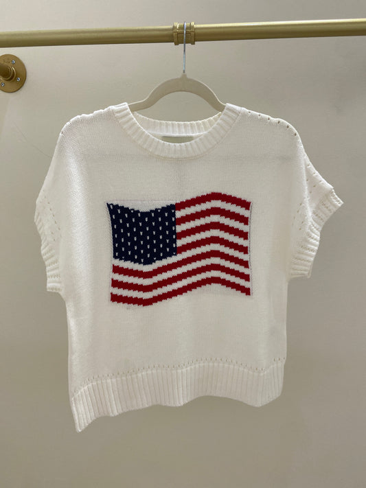 American Flag Graphic Knitted Sweater