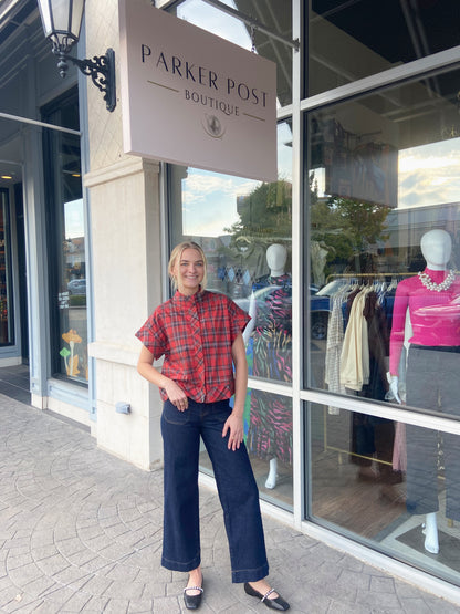 Maggie Red Plaid Top