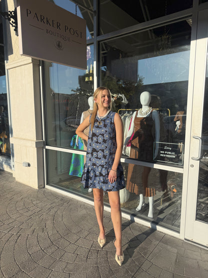 JOY JOY Denim Petal Flounce Dress
