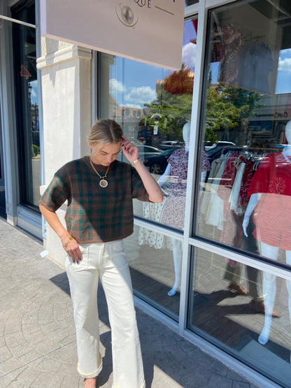 Marty Checkered Crop Sweater