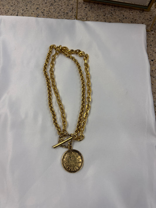YOCHI Gold Chanel Coin Necklace