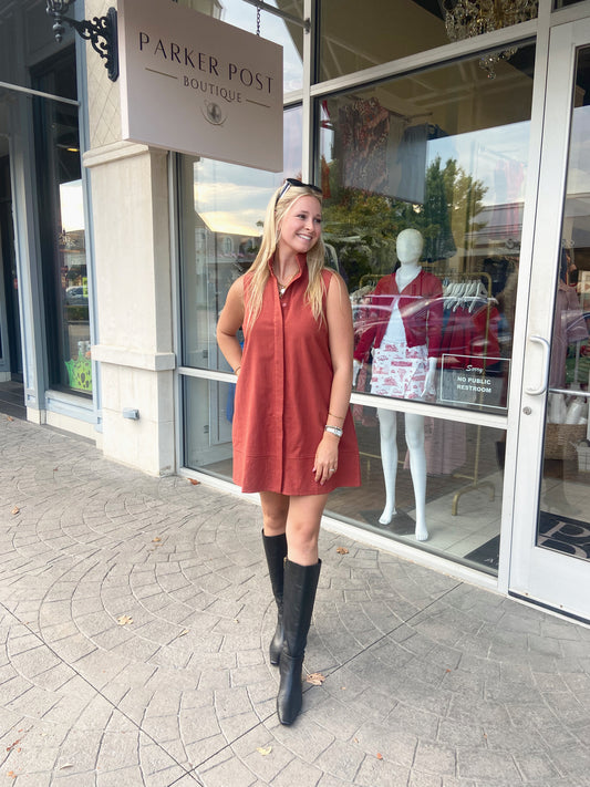 Ginger Rust Sleeveless Dress