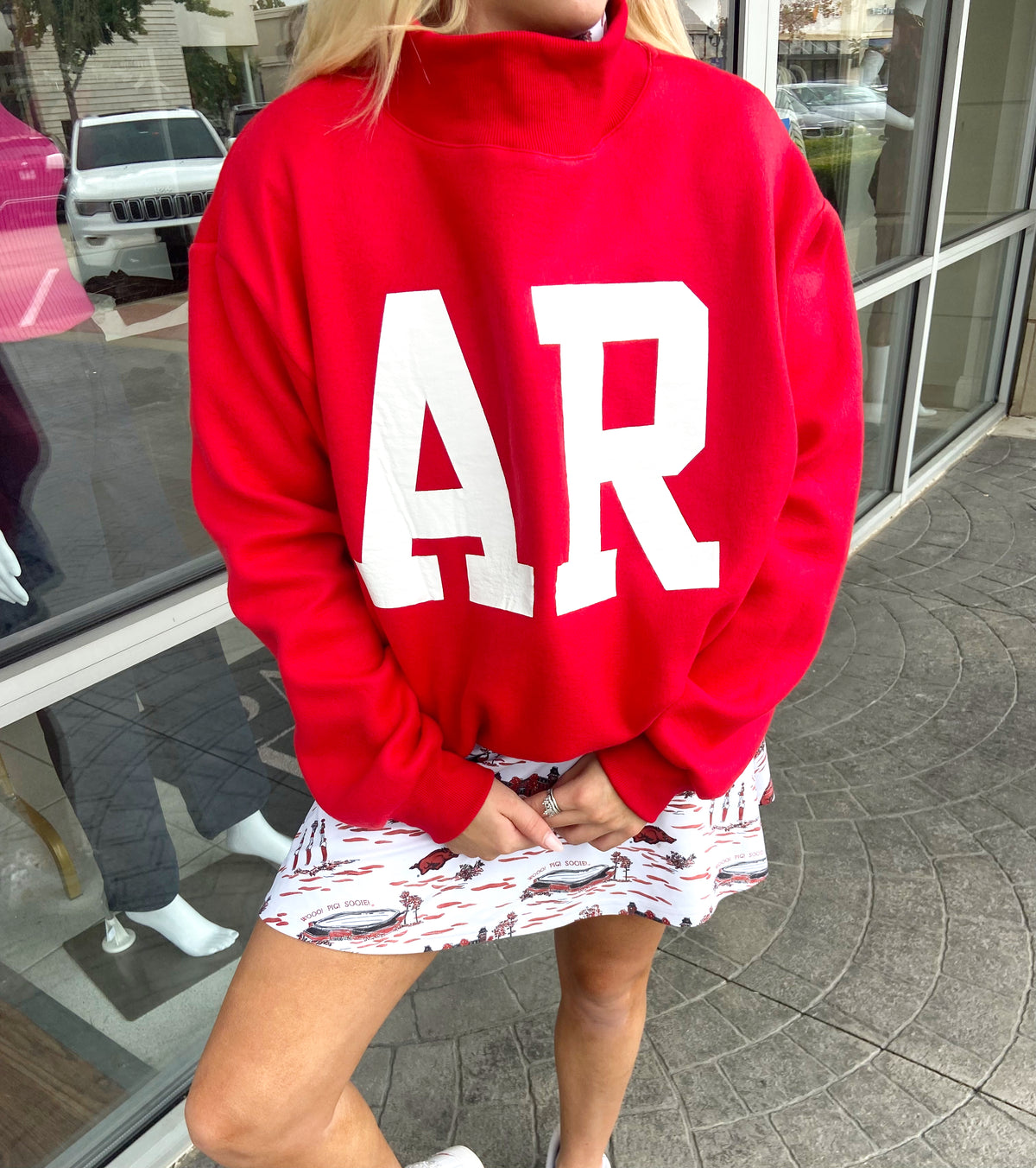 ARKANSAS Red Reversible Mock Neck Sweatshirt