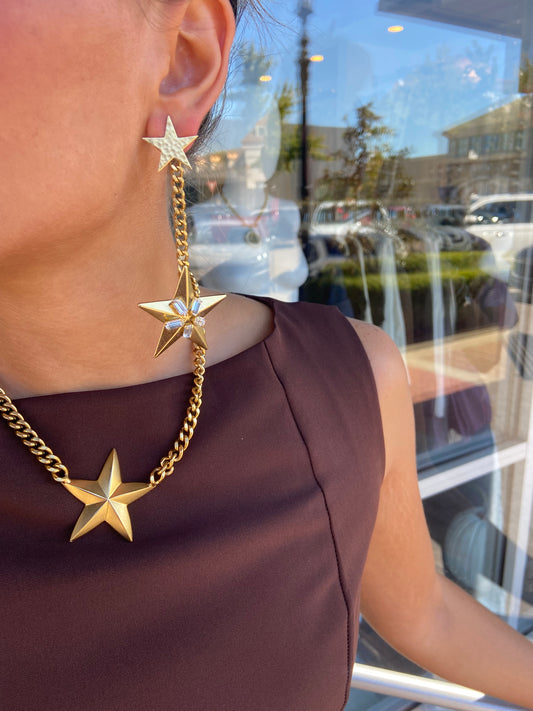 YOCHI Large Star with Baggett Earrings