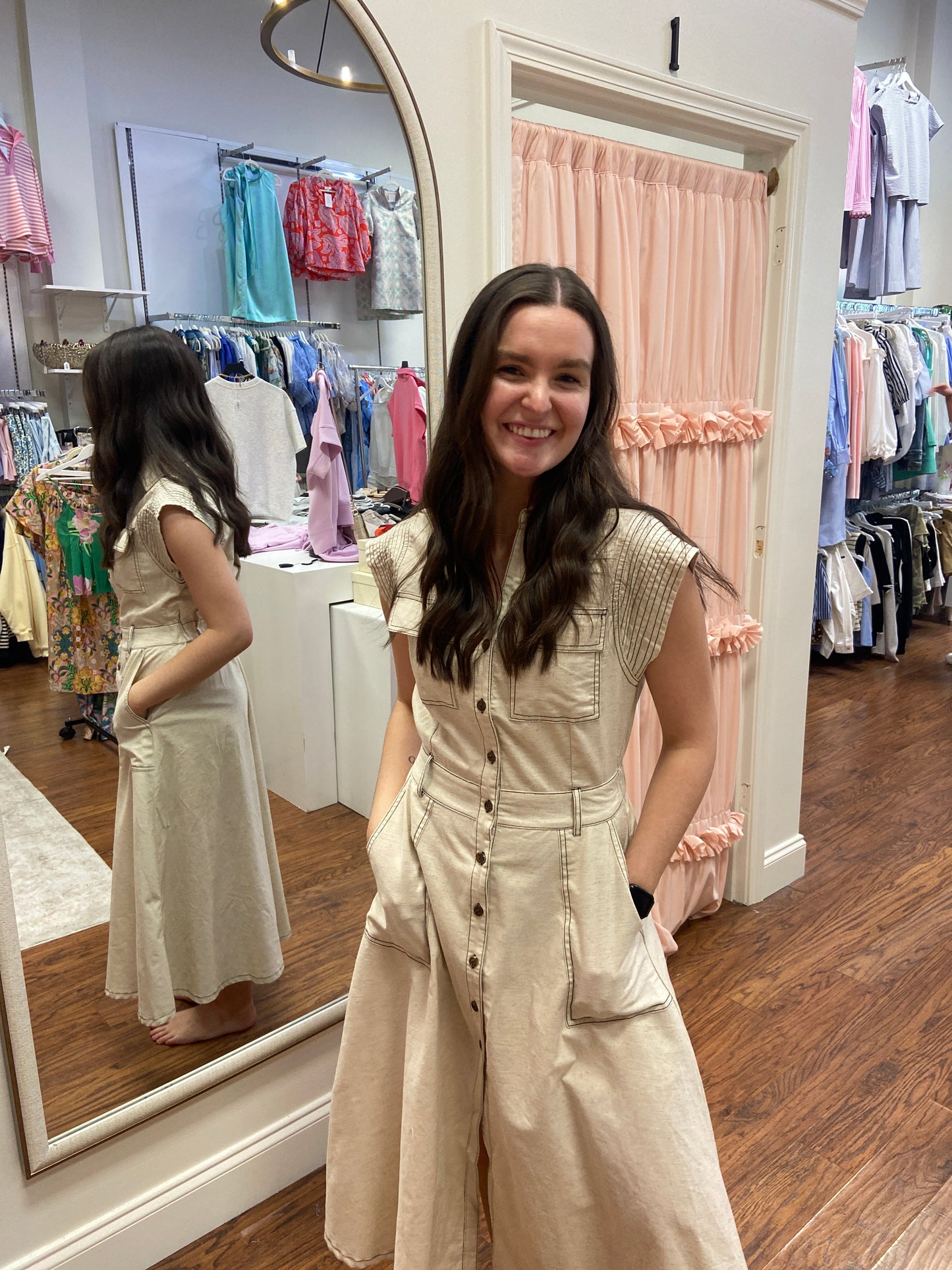 Florence Taupe Linen Dress