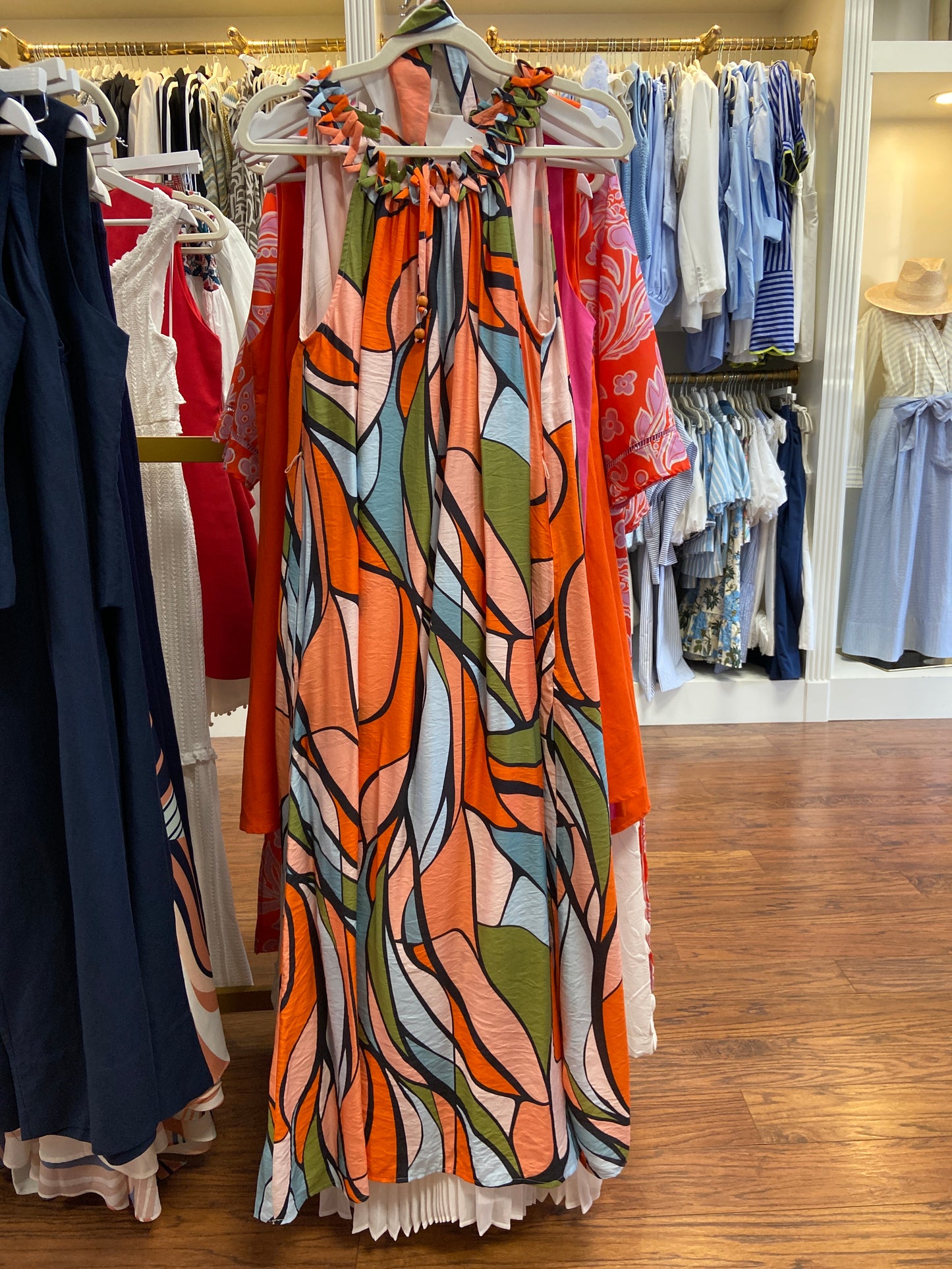 JADE Retro Stained Glass Halter Dress
