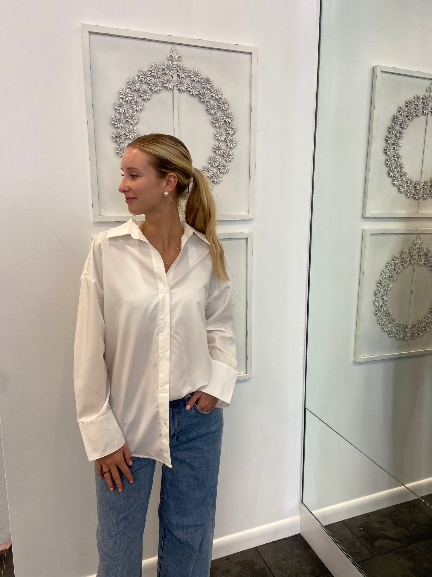 JADE White Button Up Blouse