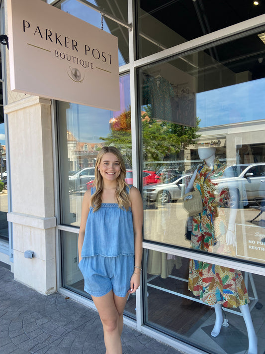 American Denim Short Set