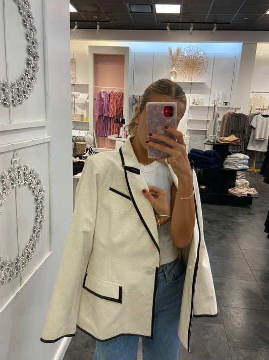 Oatmeal Color Contrast Blazer