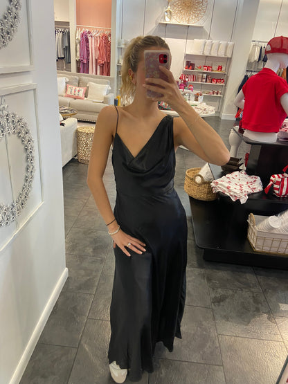 Raven Black Silky Sleeveless Dress