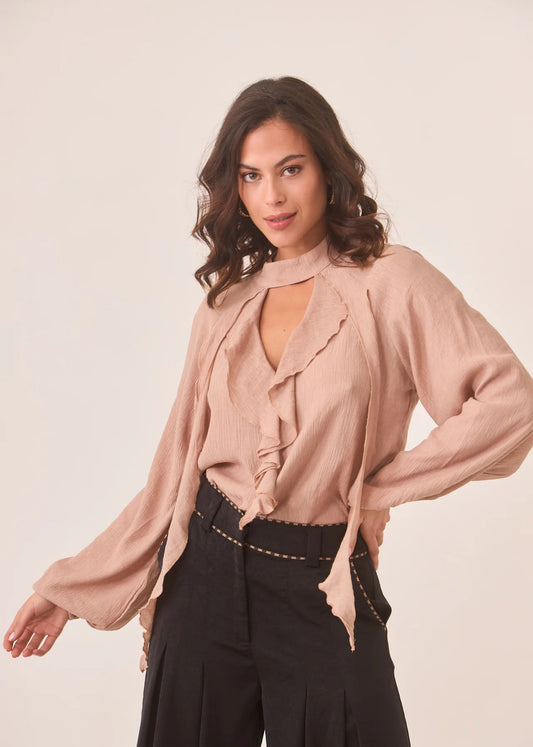 Vinny Blush Flounce Blouse