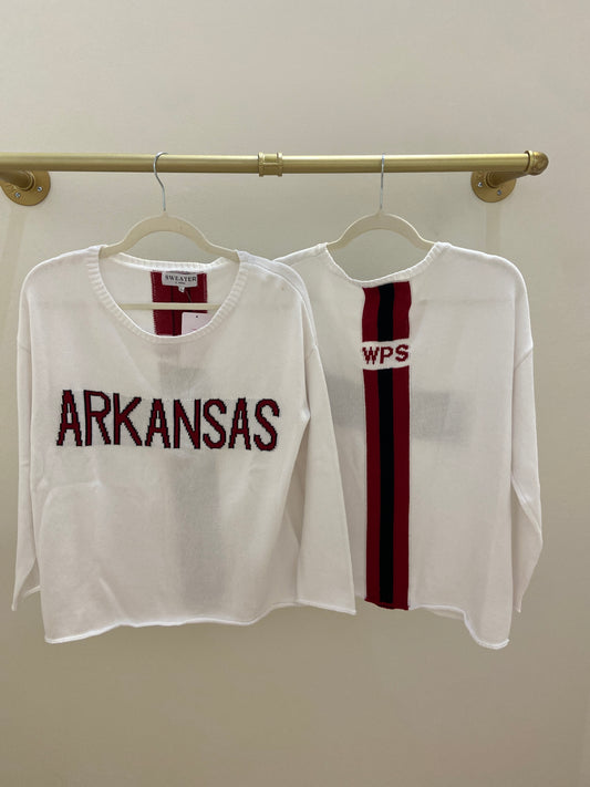 White Long Sleeve Arkansas Sweater
